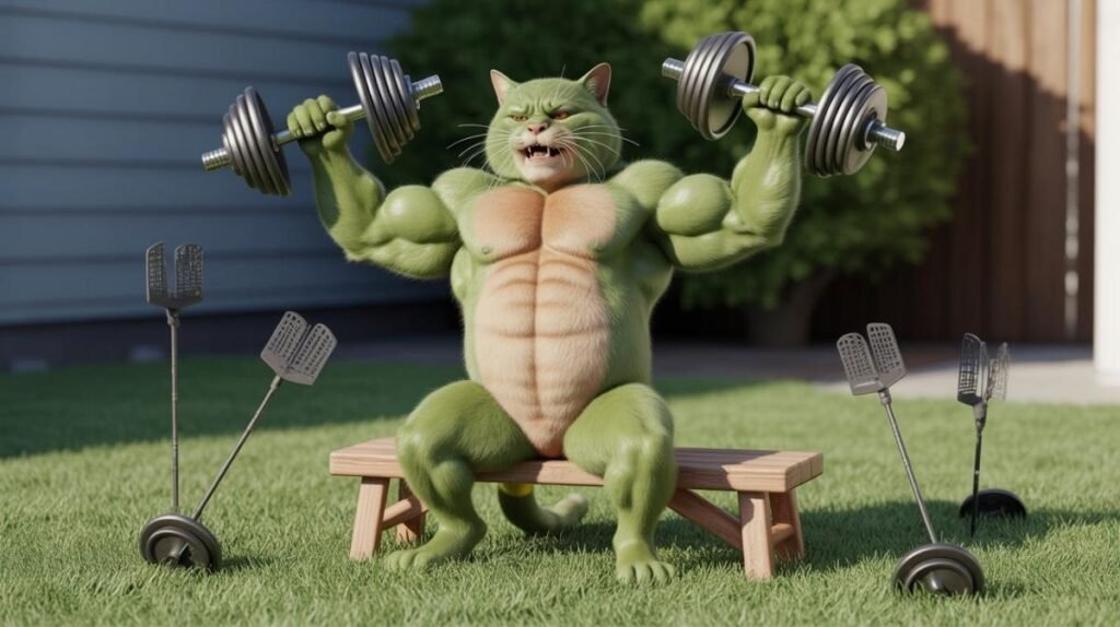  Jack’s Gym Logic Flexing Away the Fly Swatters - oggy puns