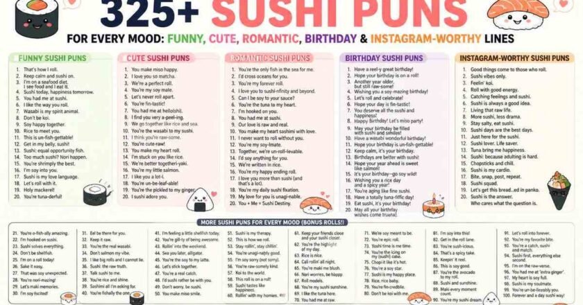 325+ Sushi Puns for Every Mood: Funny, Cute, Romantic, Birthday & Instagram-Worthy Lines