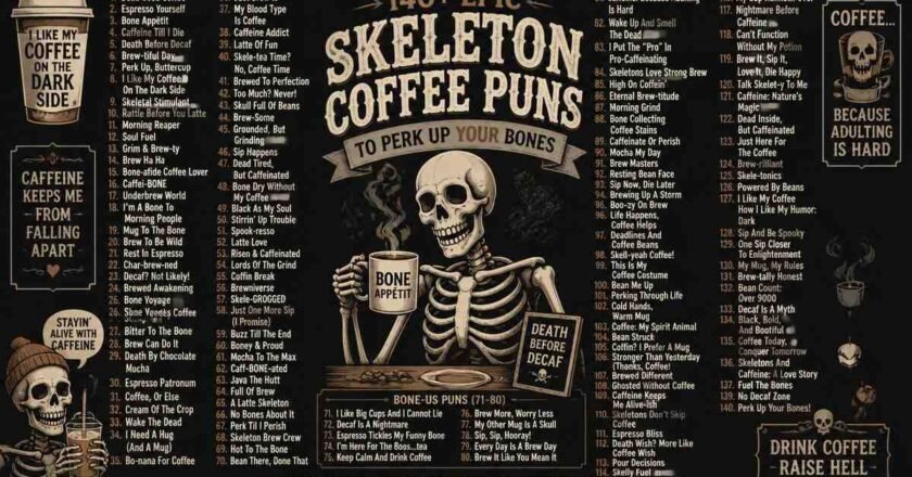 140+ Epic Skeleton Coffee Puns to Perk Up Your Bones