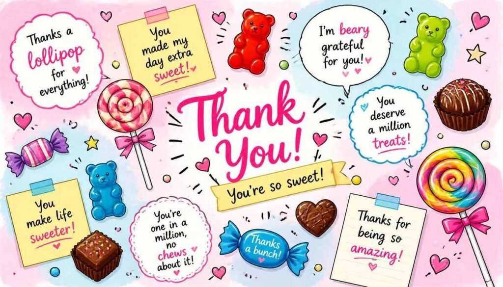 Candy Thank You Puns Ready to Attach to Any Sweet Gift
