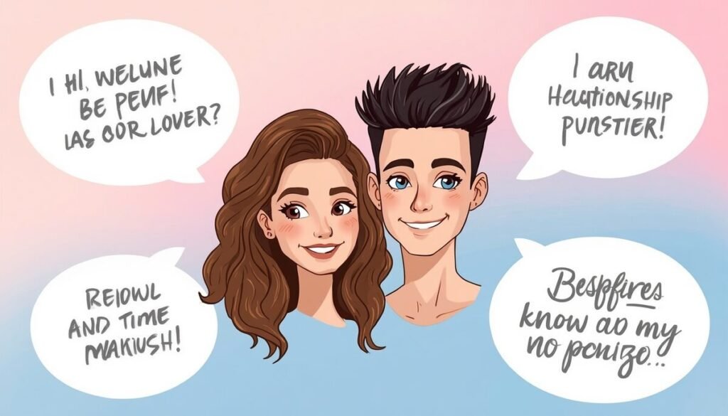 "couple taking selfie together, relationship pun caption illustration"