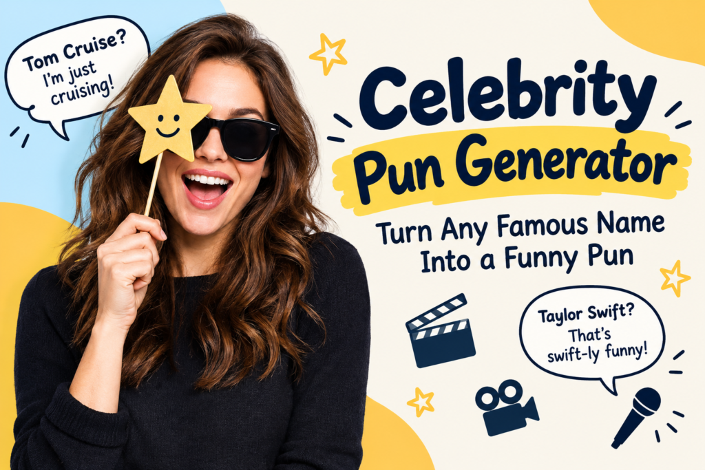 Celebrity Pun Generator: Turn Any Famous Name Into a Funny Pun Category: Generatorsr